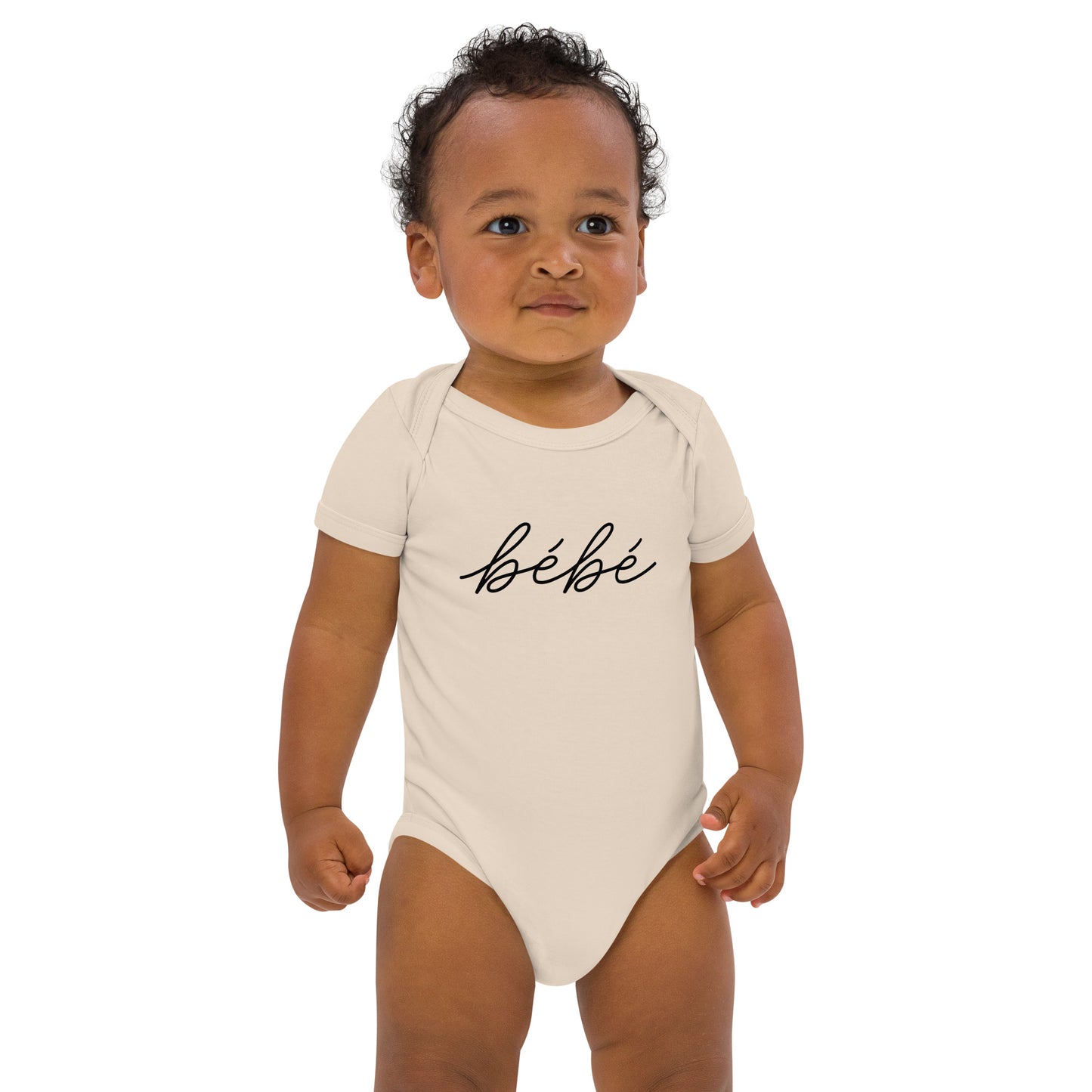 Beige Organic Cotton "Bébé" Onesie