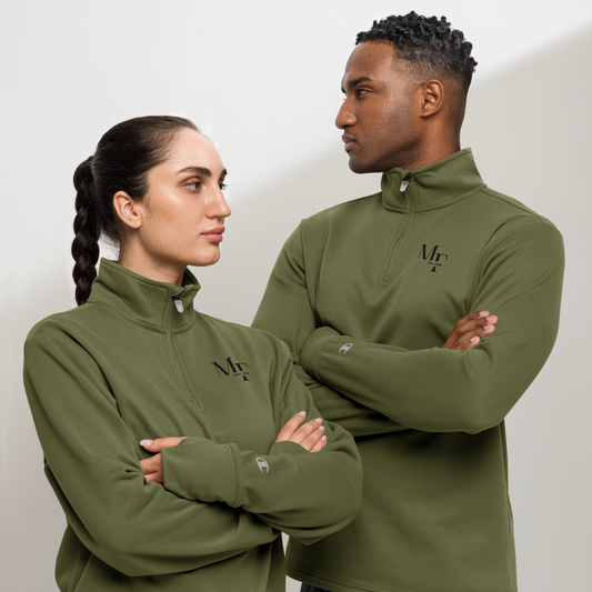 Mère Fille logo Quarter Zip Pullover in Olive